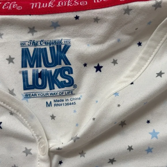 muk luks 2 piece pajama set womens medium stars print new - Picture 3 of 5